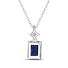 Thumbnail Image 3 of Emerald-Cut Blue Lab-Created Sapphire & Square-Cut White Lab-Created Sapphire Necklace Sterling Silver 18&quot;