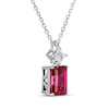 Thumbnail Image 2 of Emerald-Cut Lab-Created Ruby & Square-Cut White Lab-Created Sapphire Necklace Sterling Silver 18&quot;