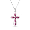 Thumbnail Image 1 of Marquise-Cut Lab-Created Ruby & White Lab-Created Sapphire Cross Necklace Sterling Silver 18&quot;