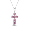 Thumbnail Image 2 of Marquise-Cut Lab-Created Ruby & White Lab-Created Sapphire Cross Necklace Sterling Silver 18&quot;