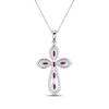 Thumbnail Image 3 of Marquise-Cut Lab-Created Ruby & White Lab-Created Sapphire Cross Necklace Sterling Silver 18&quot;