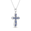 Thumbnail Image 2 of Marquise-Cut Blue Lab-Created Sapphire & White Lab-Created Sapphire Cross Necklace Sterling Silver 18&quot;