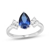 Thumbnail Image 0 of Pear-Shaped Blue Lab-Created Sapphire & White Lab-Created Sapphire Ring Sterling Silver