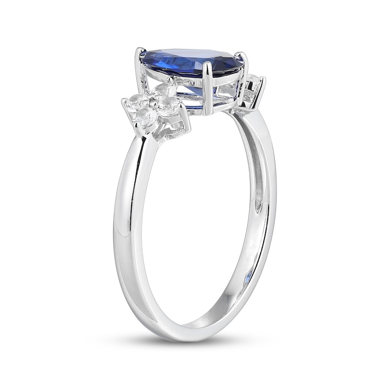 Pear-Shaped Blue Lab-Created Sapphire & White Lab-Created Sapphire Ring Sterling Silver