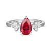 Thumbnail Image 2 of Pear-Shaped Lab-Created Ruby & White Lab-Created Sapphire Ring Sterling Silver