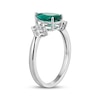 Thumbnail Image 1 of Pear-Shaped Lab-Created Emerald & White Lab-Created Sapphire Ring Sterling Silver