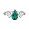 Thumbnail Image 2 of Pear-Shaped Lab-Created Emerald & White Lab-Created Sapphire Ring Sterling Silver