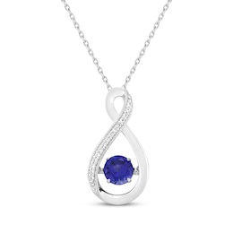 Blue & White Lab-Created Sapphire Twist Necklace Sterling Silver 18&quot;