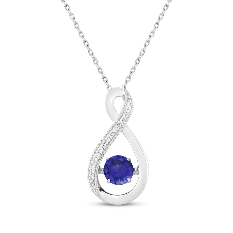 Blue & White Lab-Created Sapphire Twist Necklace Sterling Silver 18"