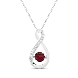 Lab-Created Ruby & White Lab-Created Sapphire Twist Necklace Sterling Silver 18&quot;