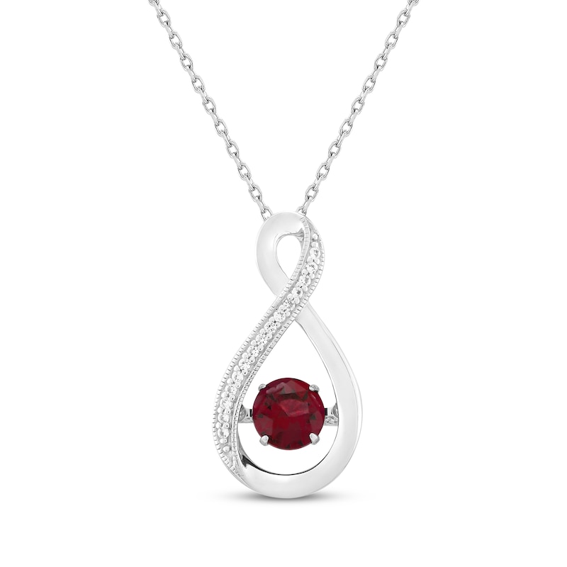 Lab-Created Ruby & White Lab-Created Sapphire Twist Necklace Sterling Silver 18"