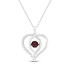 Thumbnail Image 1 of Lab-Created Ruby & White Lab-Created Sapphire Heart Necklace Sterling Silver 18&quot;