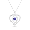 Thumbnail Image 1 of Blue & White Lab-Created Sapphire Heart Necklace Sterling Silver 18&quot;