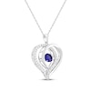 Thumbnail Image 2 of Blue & White Lab-Created Sapphire Heart Necklace Sterling Silver 18&quot;