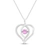 Thumbnail Image 1 of Pink & White Lab-Created Sapphire Heart Necklace Sterling Silver 18&quot;