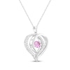 Thumbnail Image 2 of Pink & White Lab-Created Sapphire Heart Necklace Sterling Silver 18&quot;