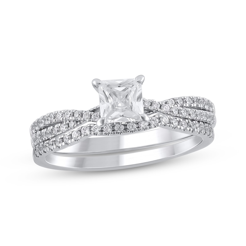 Main Image 1 of Princess-Cut Diamond Bridal Set 1 ct tw 18K White Gold