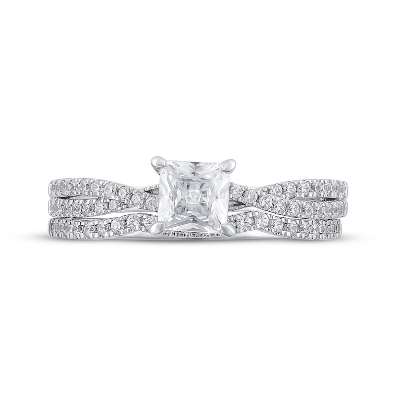 Main Image 3 of Princess-Cut Diamond Bridal Set 1 ct tw 18K White Gold