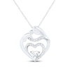 Thumbnail Image 0 of Heart-Shaped White Lab-Created Sapphire Mother & Child Heart Necklace Sterling Silver 18"