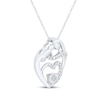 Thumbnail Image 1 of Heart-Shaped White Lab-Created Sapphire Mother & Child Heart Necklace Sterling Silver 18"