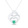 Thumbnail Image 0 of Heart-Shaped Lab-Created Emerald & White Lab-Created Sapphire Mother & Child Heart Necklace Sterling Silver 18"