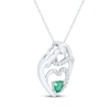 Thumbnail Image 1 of Heart-Shaped Lab-Created Emerald & White Lab-Created Sapphire Mother & Child Heart Necklace Sterling Silver 18"