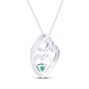 Thumbnail Image 2 of Heart-Shaped Lab-Created Emerald & White Lab-Created Sapphire Mother & Child Heart Necklace Sterling Silver 18"