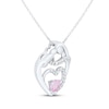 Thumbnail Image 1 of Heart-Shaped Pink & White Lab-Created Sapphire Mother & Child Heart Necklace Sterling Silver 18"