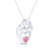 Thumbnail Image 1 of Heart-Shaped Lab-Created Ruby & White Lab-Created Sapphire Mother & Child Heart Necklace Sterling Silver 18"