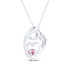 Thumbnail Image 2 of Heart-Shaped Lab-Created Ruby & White Lab-Created Sapphire Mother & Child Heart Necklace Sterling Silver 18"