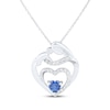 Thumbnail Image 0 of Heart-Shaped Blue & White Lab-Created Sapphire Mother & Child Heart Necklace Sterling Silver 18"