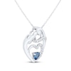 Thumbnail Image 1 of Heart-Shaped Blue & White Lab-Created Sapphire Mother & Child Heart Necklace Sterling Silver 18"