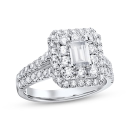 Adore Emerald-Cut Diamond Double Halo Engagement Ring 1-3/4 ct tw 14K White Gold