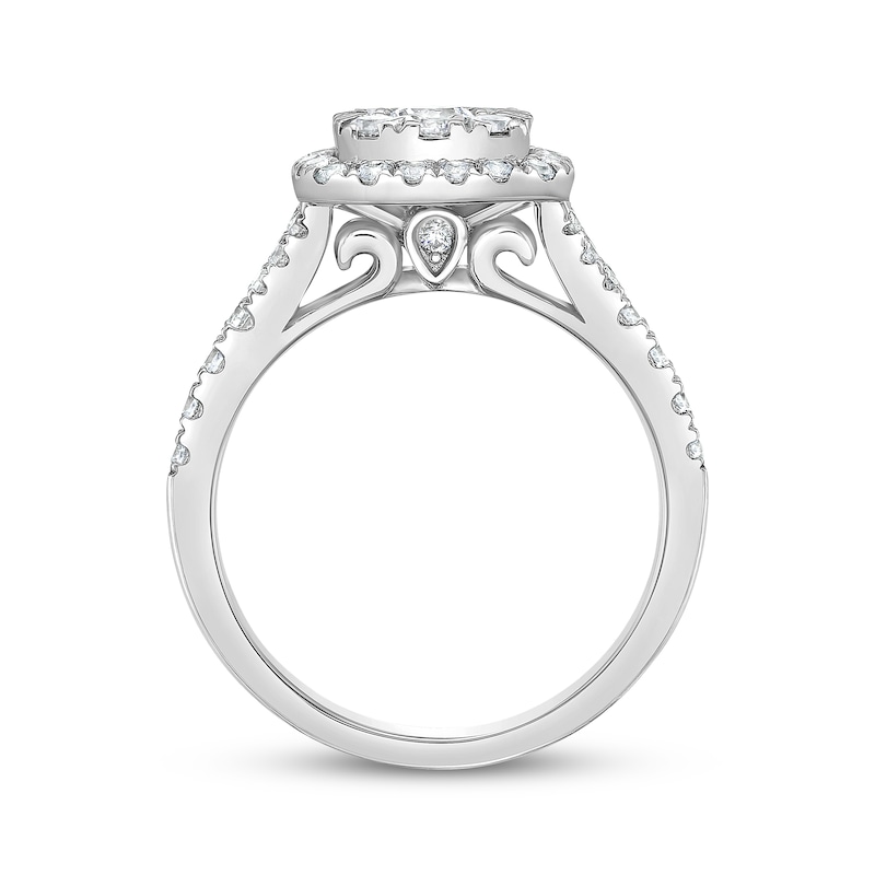 Main Image 3 of Multi-Diamond Cushion Halo Engagement Ring 1 ct tw 14K White Gold