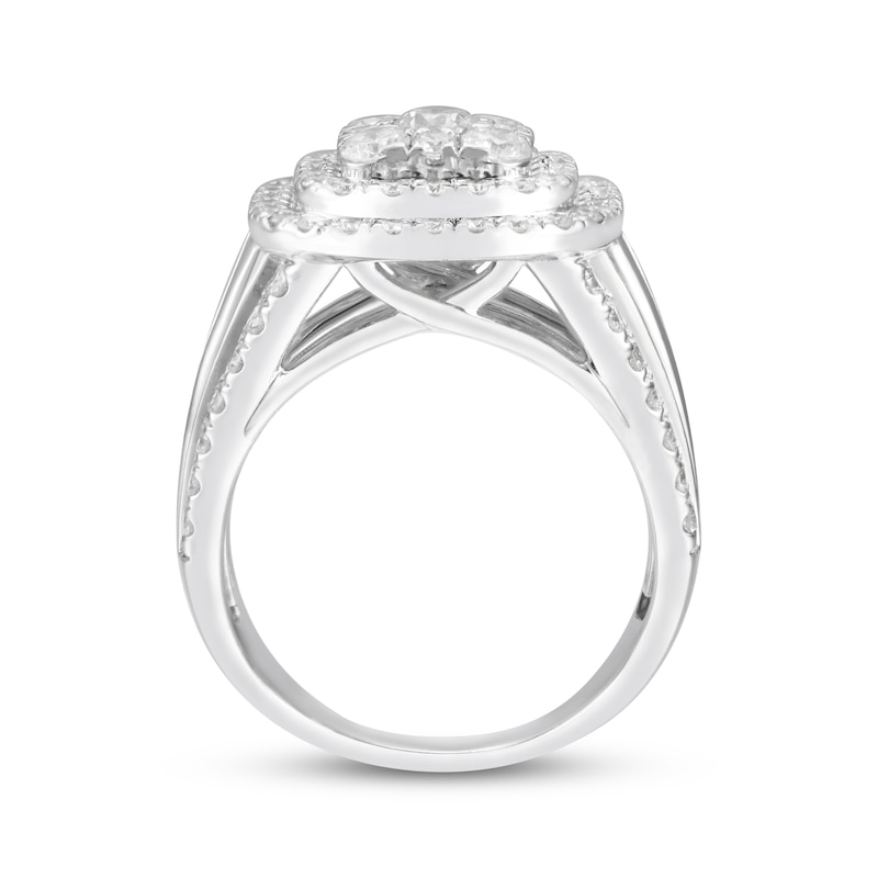 Main Image 3 of Multi-Diamond Double Cushion Halo Engagement Ring 3 ct tw 14K White Gold