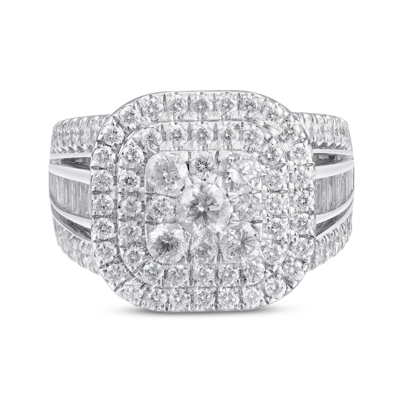 Main Image 4 of Multi-Diamond Double Cushion Halo Engagement Ring 3 ct tw 14K White Gold