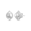 Thumbnail Image 0 of Cultured Pearl & White Lab-Created Sapphire Stud Earrings Sterling Silver