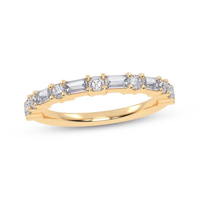 Main Image 1 of Baguette & Round-Cut Diamond Anniversary Ring 1/2 ct tw 14K Yellow Gold