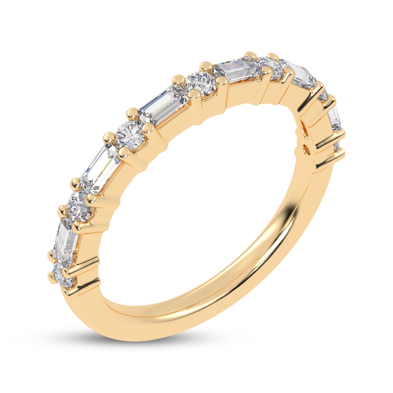 Main Image 2 of Baguette & Round-Cut Diamond Anniversary Ring 1/2 ct tw 14K Yellow Gold