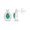 Thumbnail Image 3 of Pear-Shaped Lab-Created Emerald & White Lab-Created Sapphire Teardrop Earrings Sterling Silver