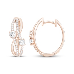 KAY Lab-Grown Diamonds Wavy Split Hoop Earrings 1 ct tw 14K Rose Gold