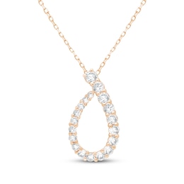 Lab-Grown Diamonds by KAY Graduated Teardrop Necklace 1/2 ct tw 14K Rose Gold 18&quot;