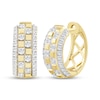 Thumbnail Image 1 of Men's Diamond Checkerboard Huggie Hoop Earrings 1/2 ct tw 10K Yellow Gold