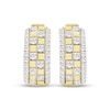 Thumbnail Image 2 of Men's Diamond Checkerboard Huggie Hoop Earrings 1/2 ct tw 10K Yellow Gold