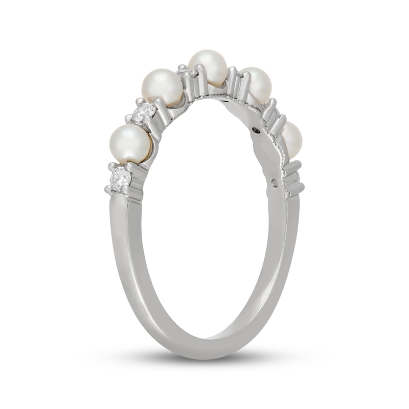 Main Image 2 of Neil Lane Cultured Akoya Pearl & Diamond Anniversary Ring 1/6 ct tw 14K White Gold