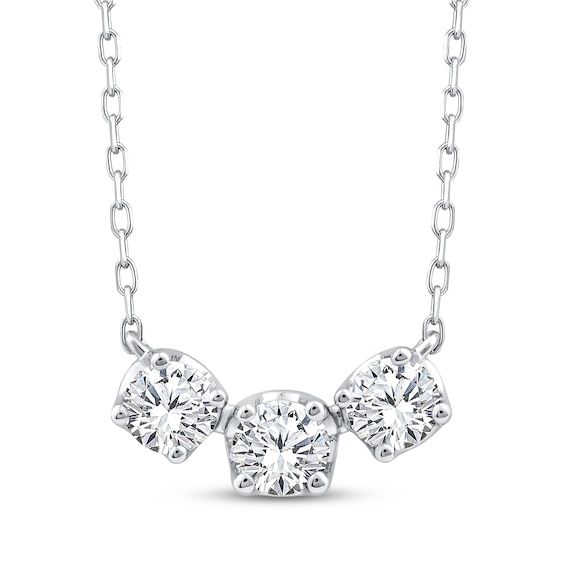 Memories Moments Magic Diamond Three-Stone Necklace 1/2 ct tw 10K White Gold 18"