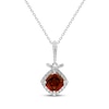 Thumbnail Image 1 of Cushion-Cut Garnet & White Lab-Created Sapphire Necklace Sterling Silver 18&quot;