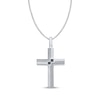 Thumbnail Image 1 of Men's Square-Cut Black Diamond Cross Necklace 1/5 ct tw Sterling Silver 22&quot;