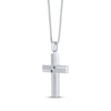 Thumbnail Image 2 of Men's Square-Cut Black Diamond Cross Necklace 1/5 ct tw Sterling Silver 22&quot;