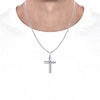 Thumbnail Image 4 of Men's Square-Cut Black Diamond Cross Necklace 1/5 ct tw Sterling Silver 22&quot;